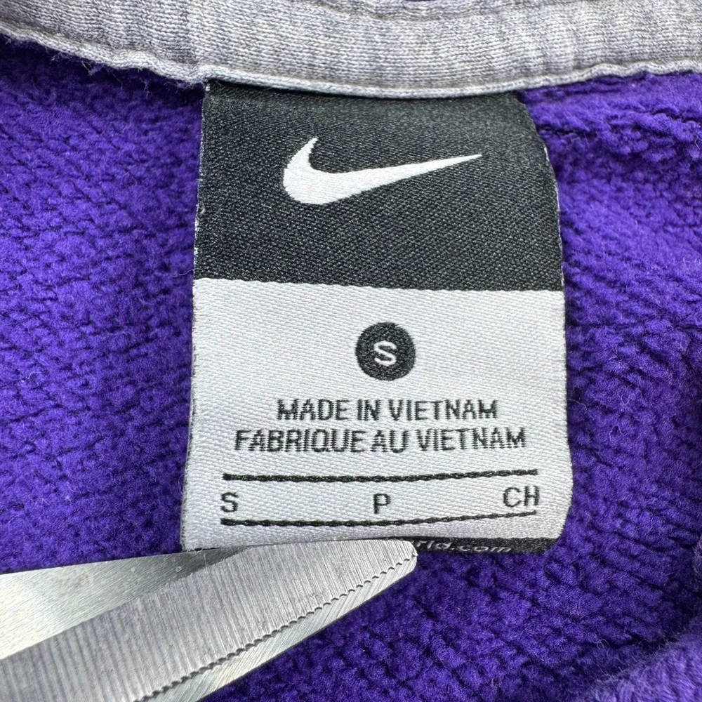 Nike Men's Small Purple Center Swoosh Fleece Pullover Hoodie Embroidered Logo